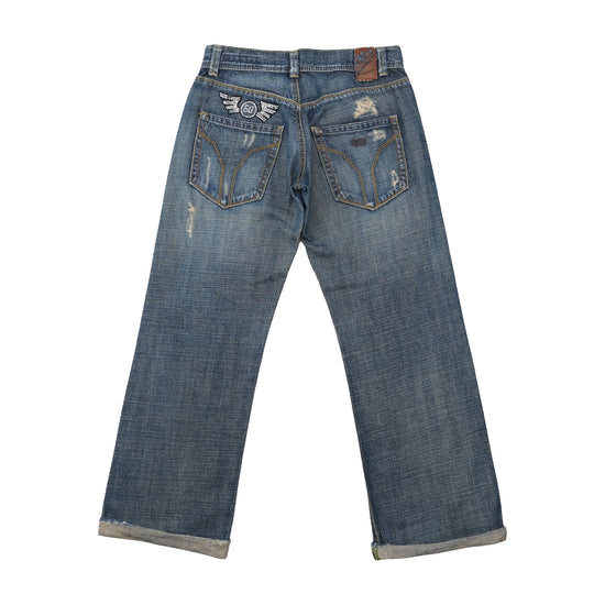 Miss Sixty Distressed Wing Patch Blue Denim Jeans