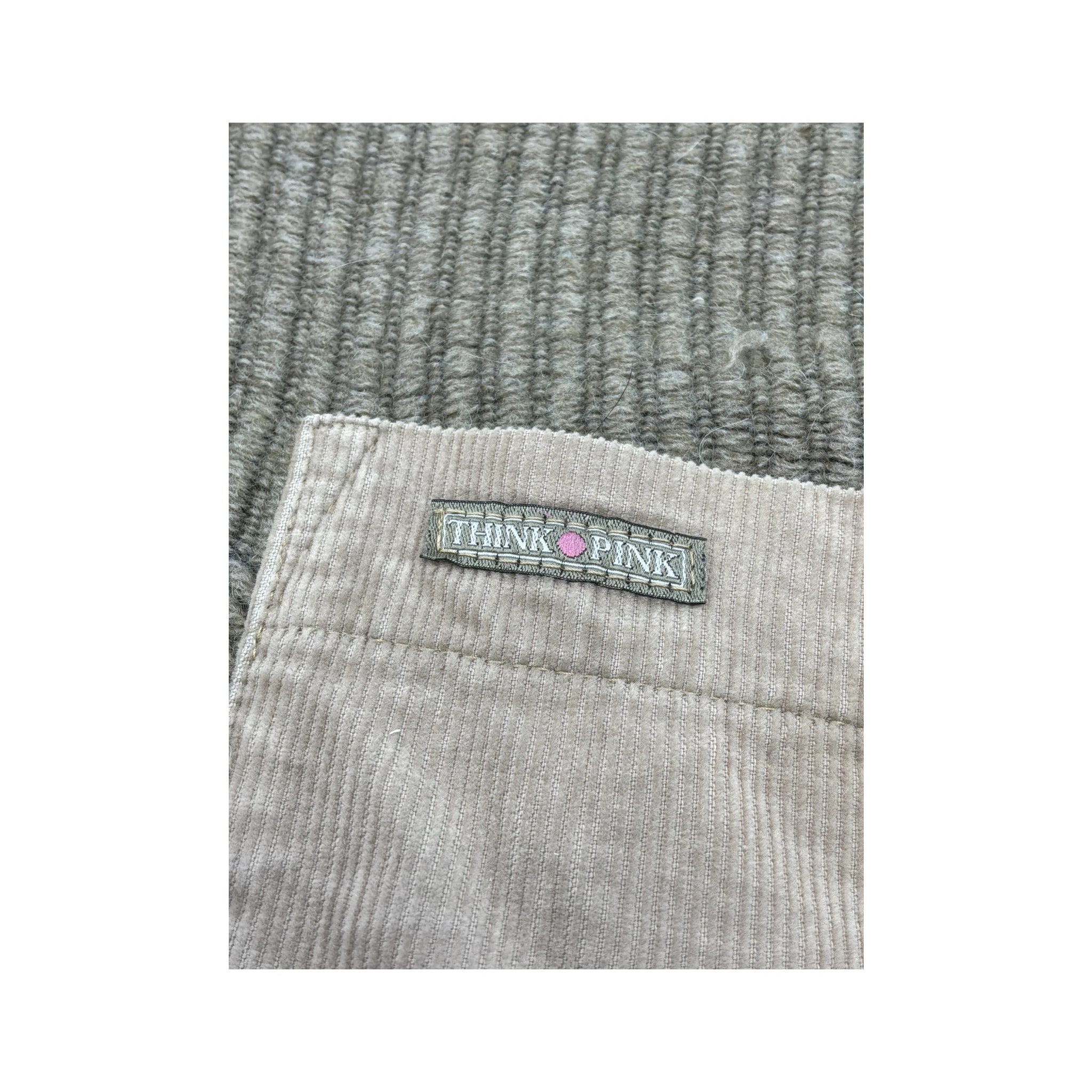 Think Pink Textured Quarter Zip Wool Blend Sweater