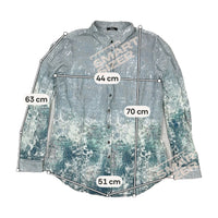 BIBA Blue Striped & Floral Print Button-Up Shirt