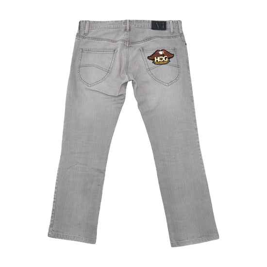 Armani Jeans Comfort Fit Gray Denim Jeans with HOG Eagle Back Patch