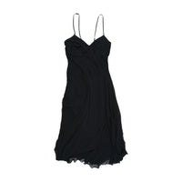 Asymmetrical Ruffled Layered Chiffon Spaghetti Strap Dress