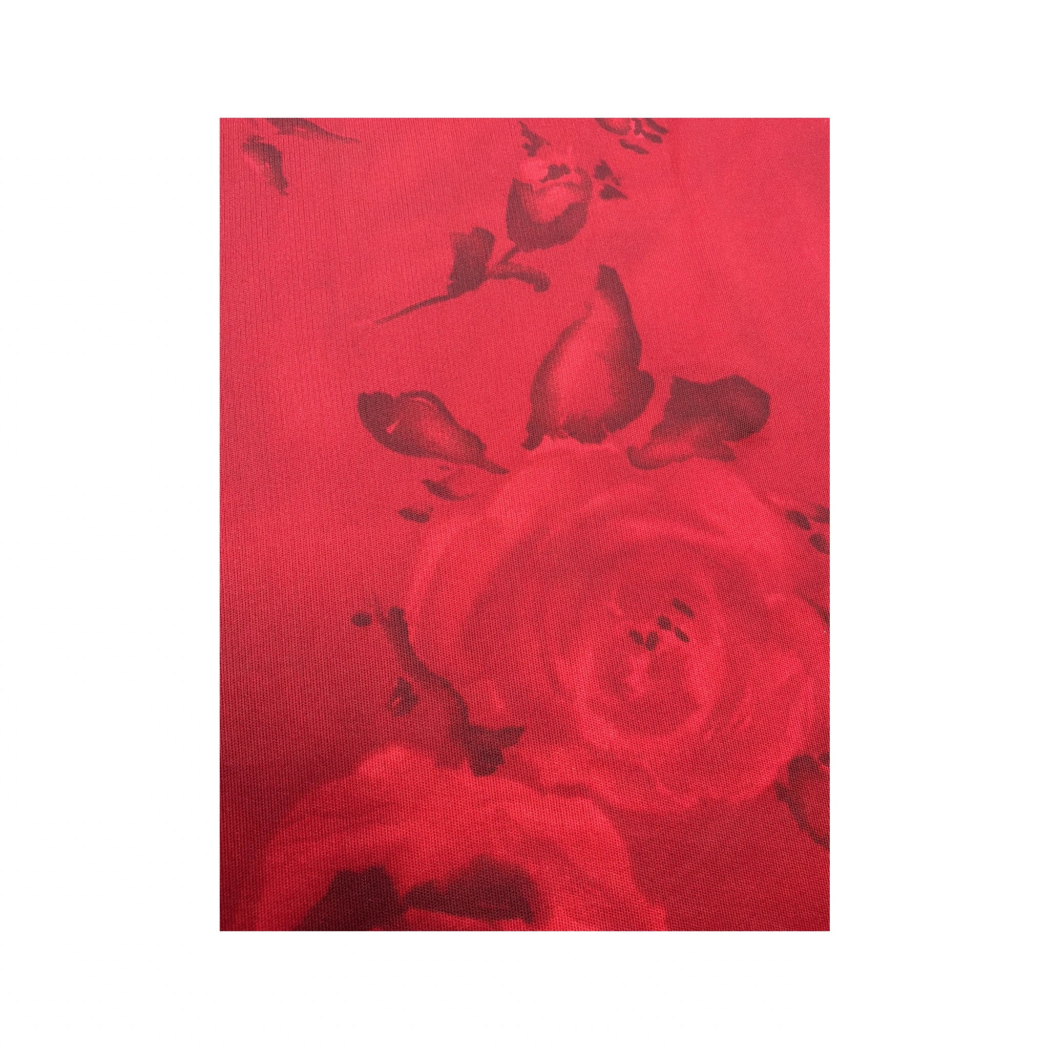 Red Rose Print Satin Slip Skirt
