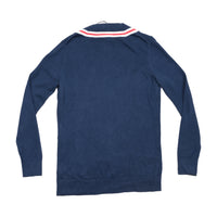 Casaco de malha Tommy Hilfiger Azul-marinho com decote em V e Acabamento às riscas vermelhas/Brancas