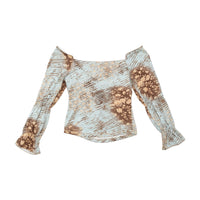 Blusa floral de Ombros Descobertos com Atilhos