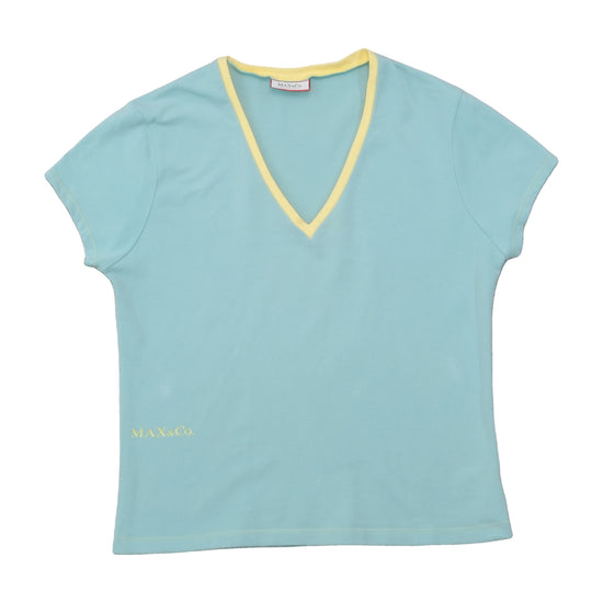 T-shirt MAX&Co. com decote em V e Acabamento Contrastante