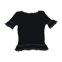Blumarine Ribbed Ruffle Trim Sweater