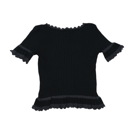 Blumarine Ribbed Ruffle Trim Sweater