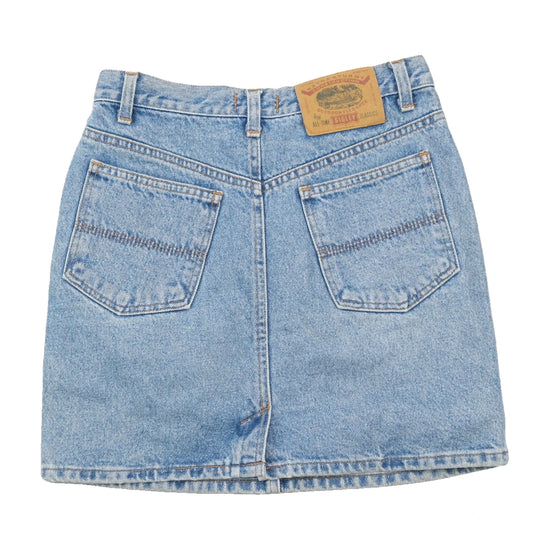 Mini saia Sisley vintage em ganga de Lavagem Clara