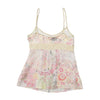 Blusa de alças Babydoll Y2K em Seda e algodão com estampado Paisley Pastel
