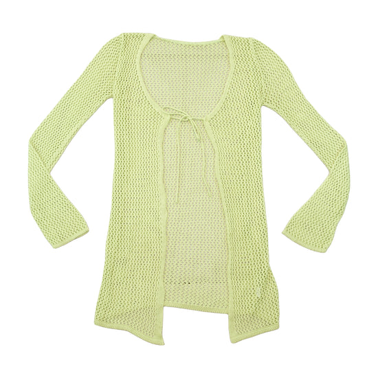 Italian Open Knit Tie Front Cardigan
