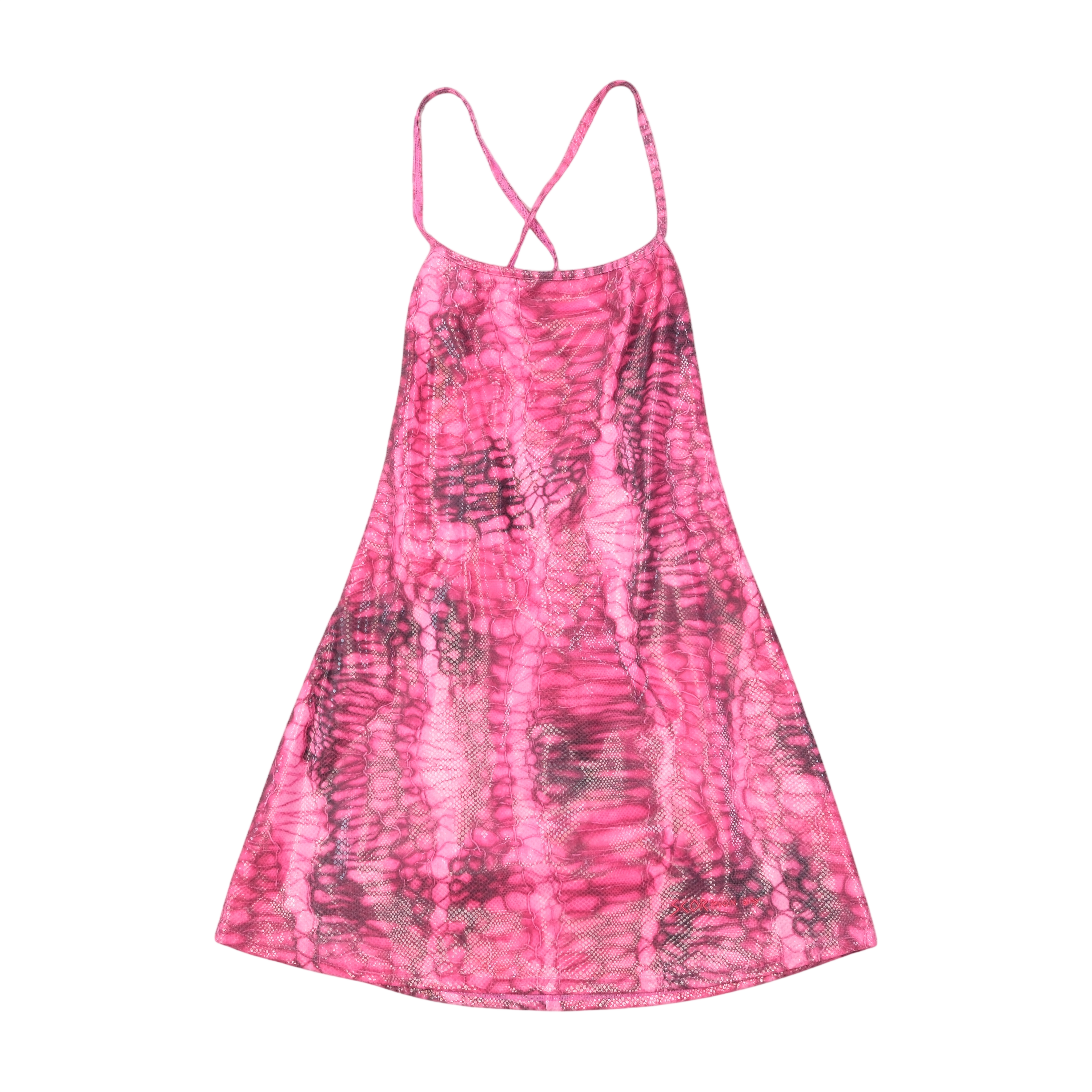 Pink Snake Print Open Back Mini Dress