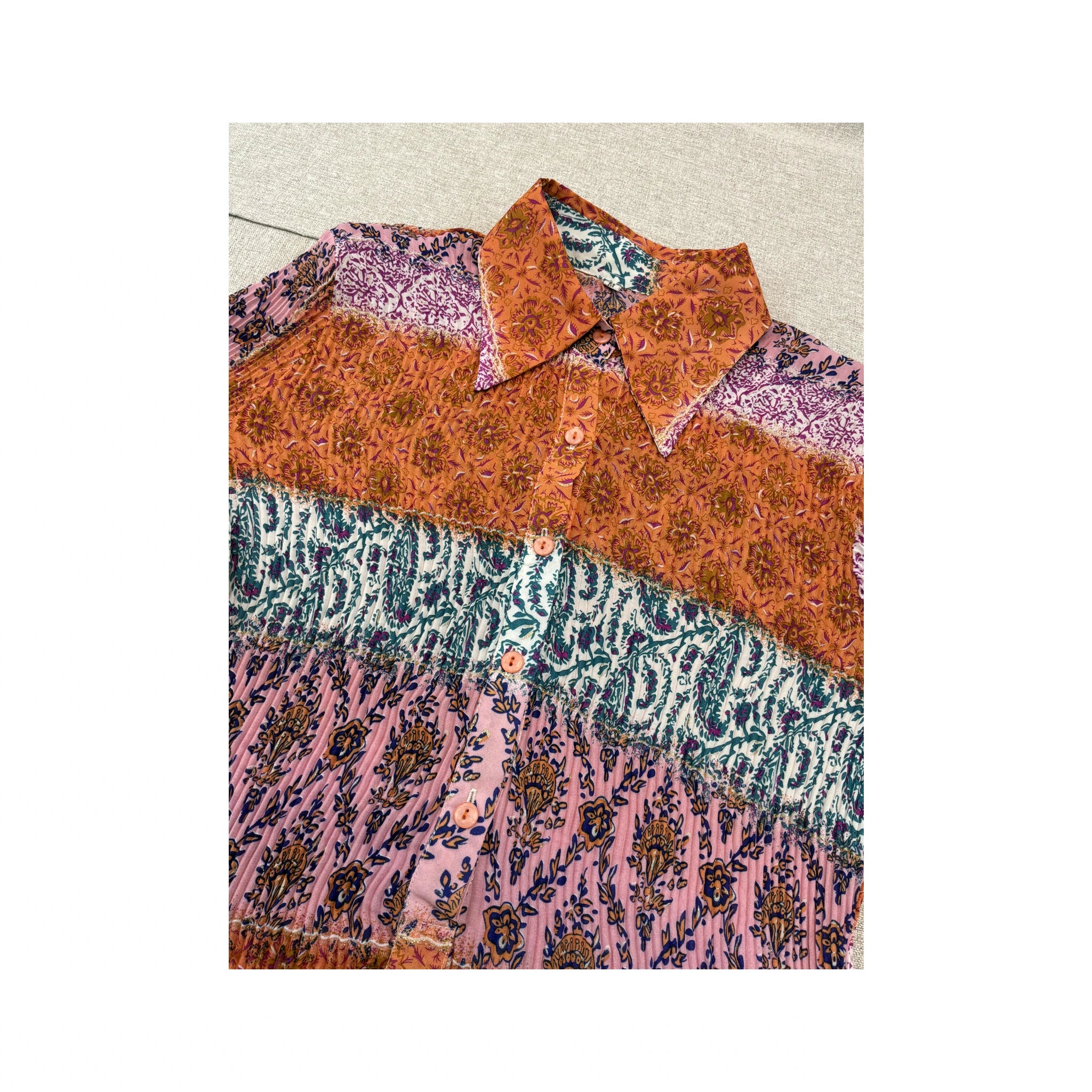 Vintage Patchwork Floral Paisley Collared Blouse