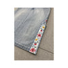 Emmanuel Schvili Embroidered Side Panel Light Wash Denim Skirt