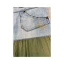 Here + There Denim Yoke Tiered Cotton Maxi Skirt