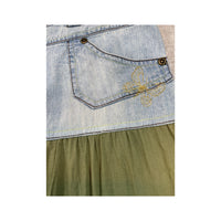 Here + There Denim Yoke Tiered Cotton Maxi Skirt