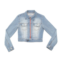 Extyn Cropped Faded Denim Zip Jacket
