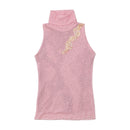 Top de alças Transparente vintage rosa em Rede com gola alta Adornada