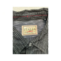 Vintage Italia Black Striped Cotton Button-Up Shirt