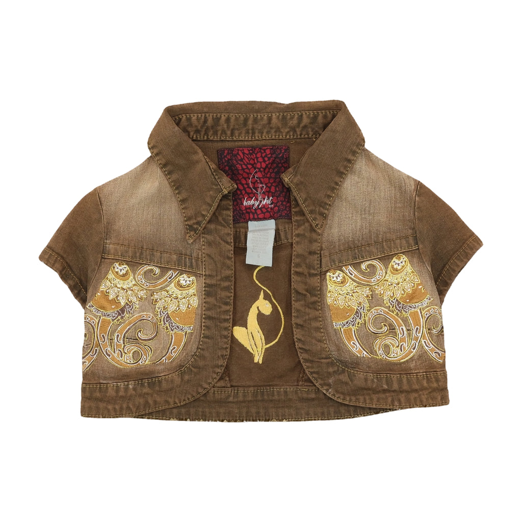 Baby Phat Embroidered Cropped Short Sleeve Jacket