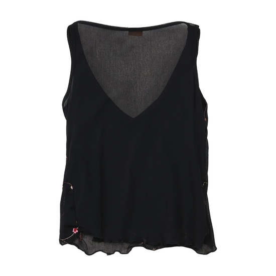 Sheer Embroidered Floral V-Neck Tank Top