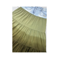 Here + There Denim Yoke Tiered Cotton Maxi Skirt