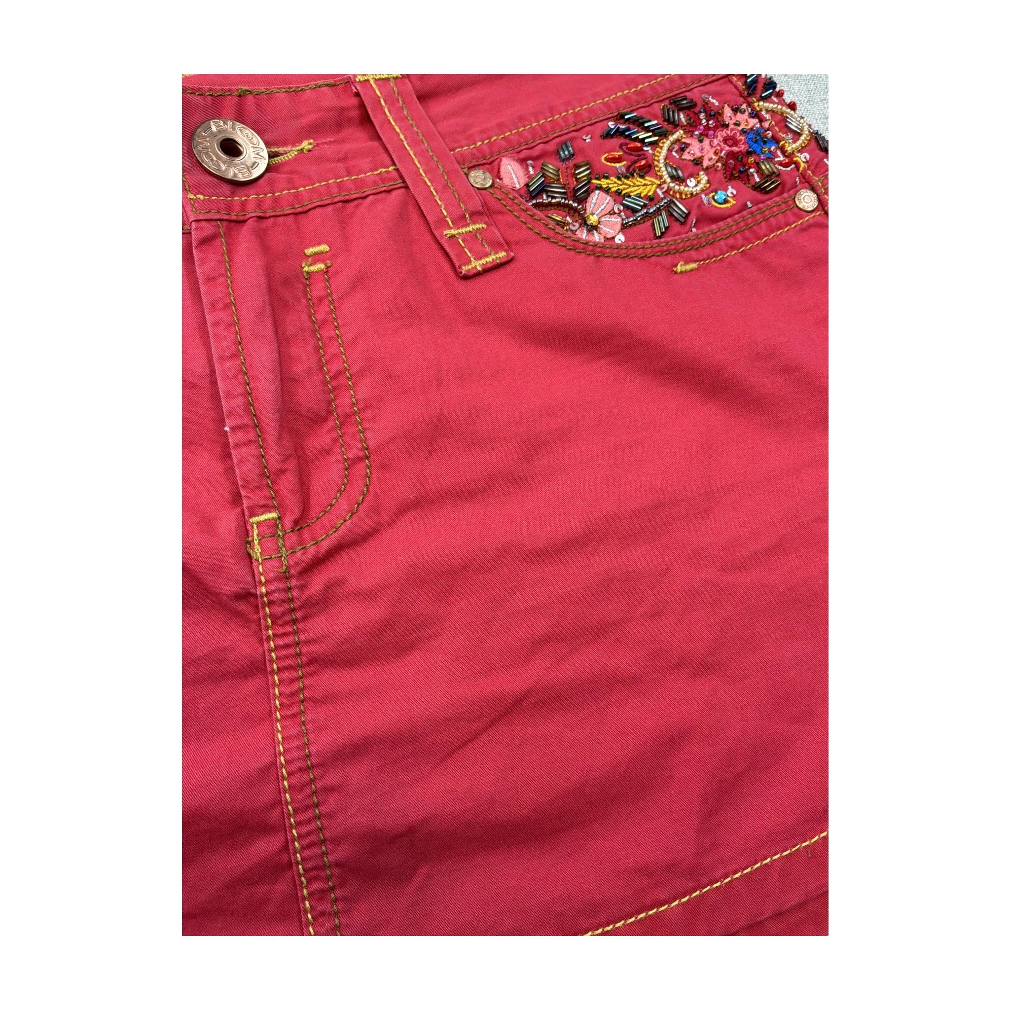 Bloom Embellished Cotton Mini Skirt - Pink