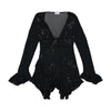 Standpoint Italia Sheer Sequin Embroidered Blouse - Black (L)