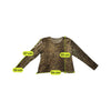 Blusa vintage de Manga Comprida com estampado de Leopardo