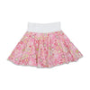 Retro Floral Print Cotton Circle Skirt with Contrast Elastic Waistband and Lace Trim