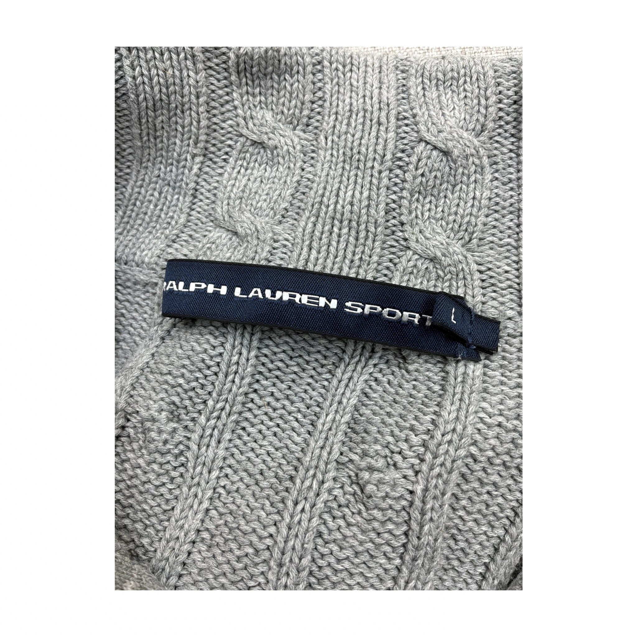 Gray Cable Knit Zip Sweater