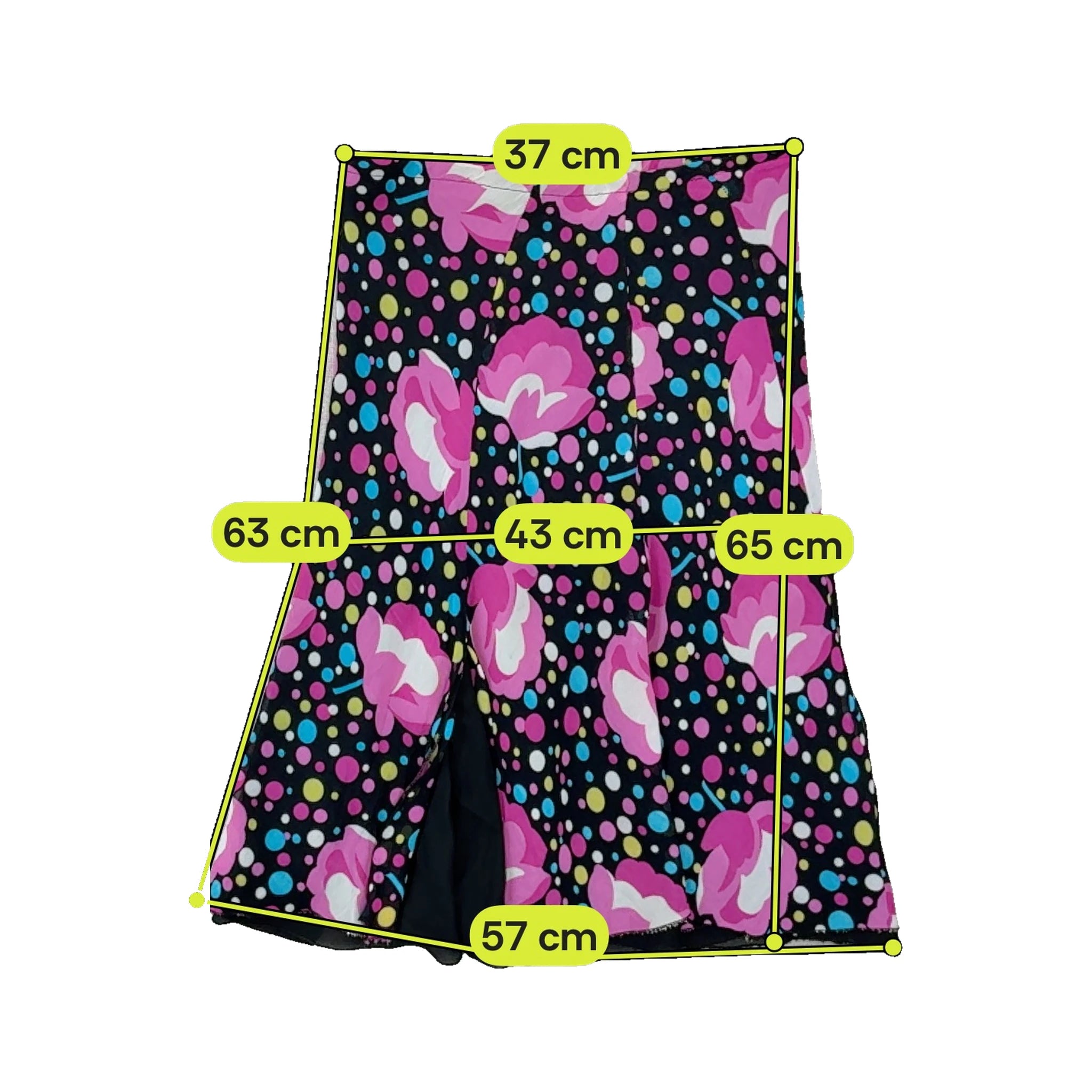 Multicolor Polka Dot and Pink Floral Paneled Flowy Midi Skirt