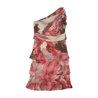 Le Group Woman Floral One Shoulder Ruffle Dress