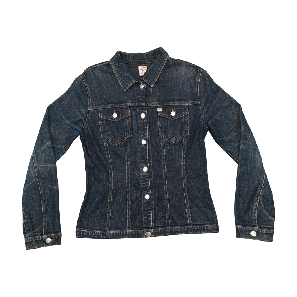 Miss Sixty Fitted Dark Wash Cotton Denim Jacket