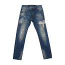 Diesel Distressed Repaired Washed Blue Cotton Denim Jeans