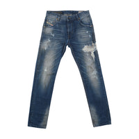 Diesel Distressed Repaired Washed Blue Cotton Denim Jeans