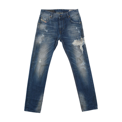 Diesel Distressed Repaired Washed Blue Cotton Denim Jeans