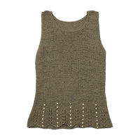 Vintage Olive Knit Beaded Tank Top