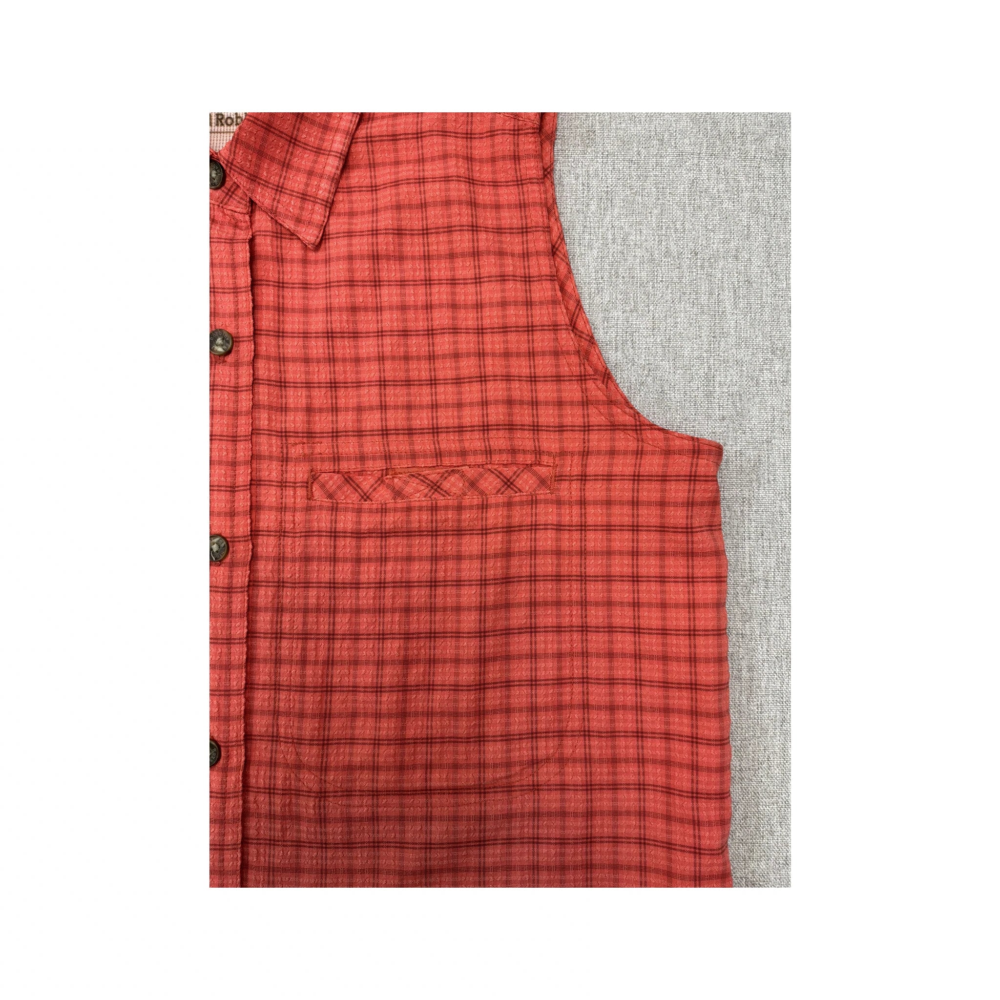 Royal Robbins Red Plaid Sleeveless Button-Up Shirt