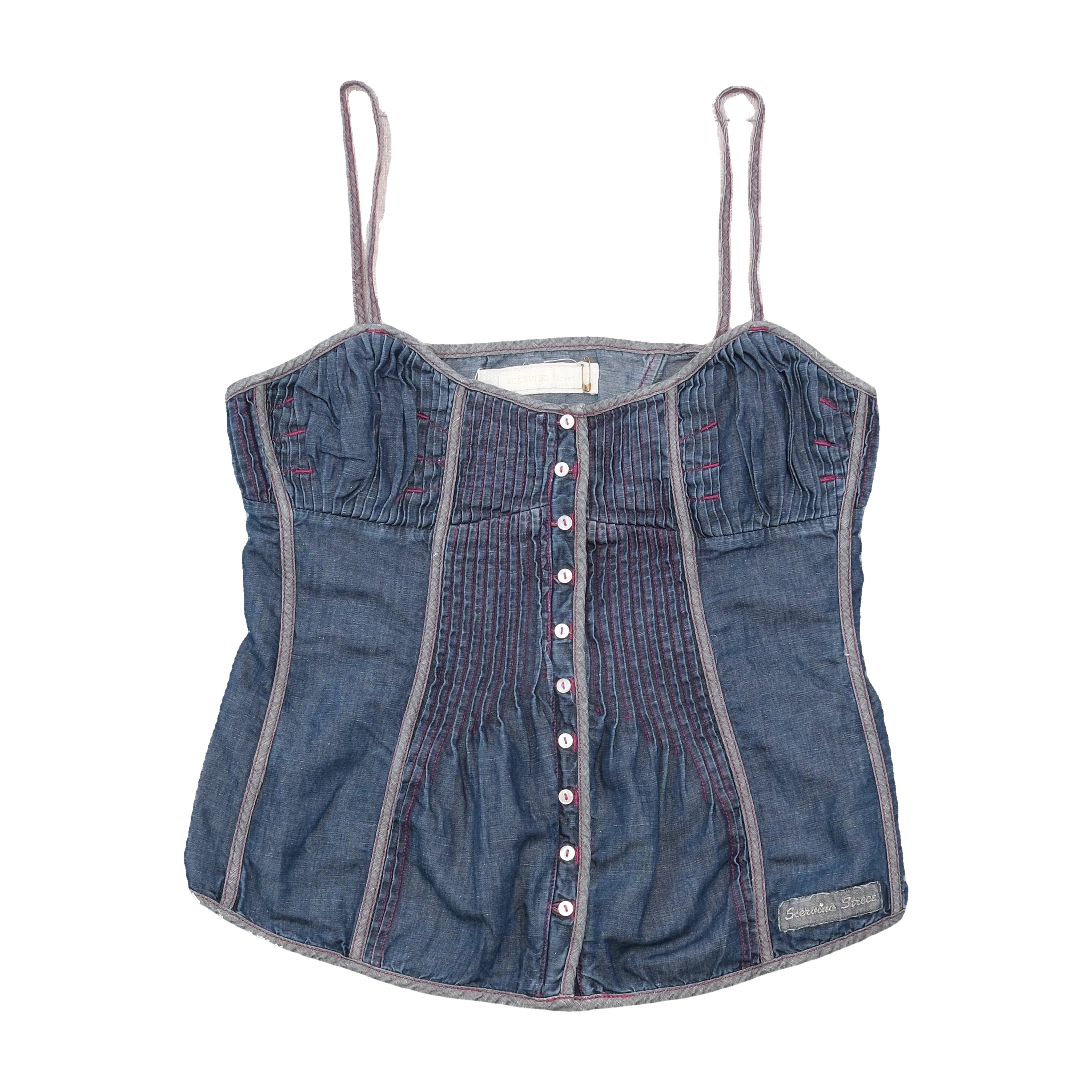 Scervino Street Pintucked Cotton Linen Tank Top