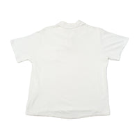 Vintage White Short Sleeve Fleece Polo Shirt with Chest Pocket