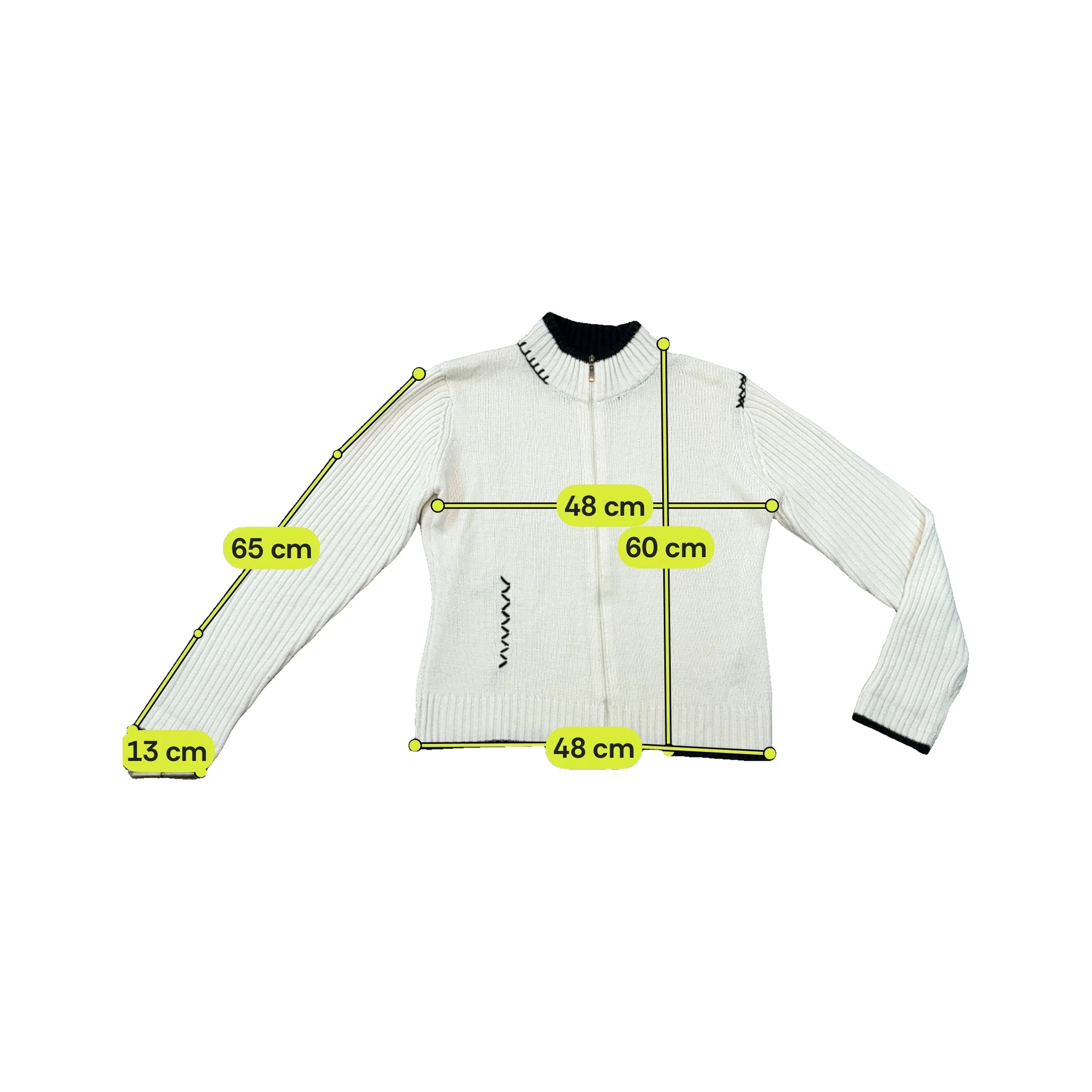 Z&D Fashion Contrast Stitch Full Zip Wool Sweater