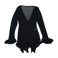 Standpoint Italia Sheer Sequin Embroidered Blouse - Black (L)