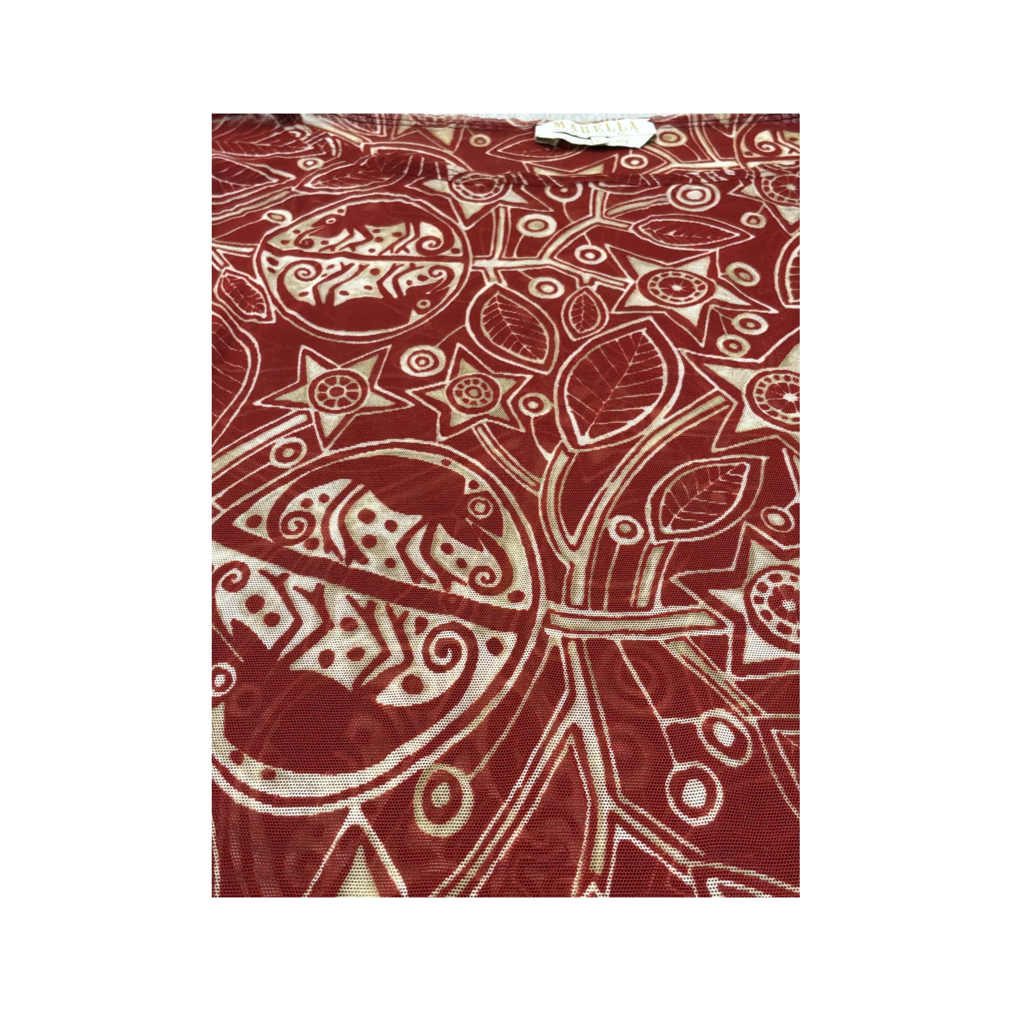 Marella Tricot Abstract Print Sheer Blouse