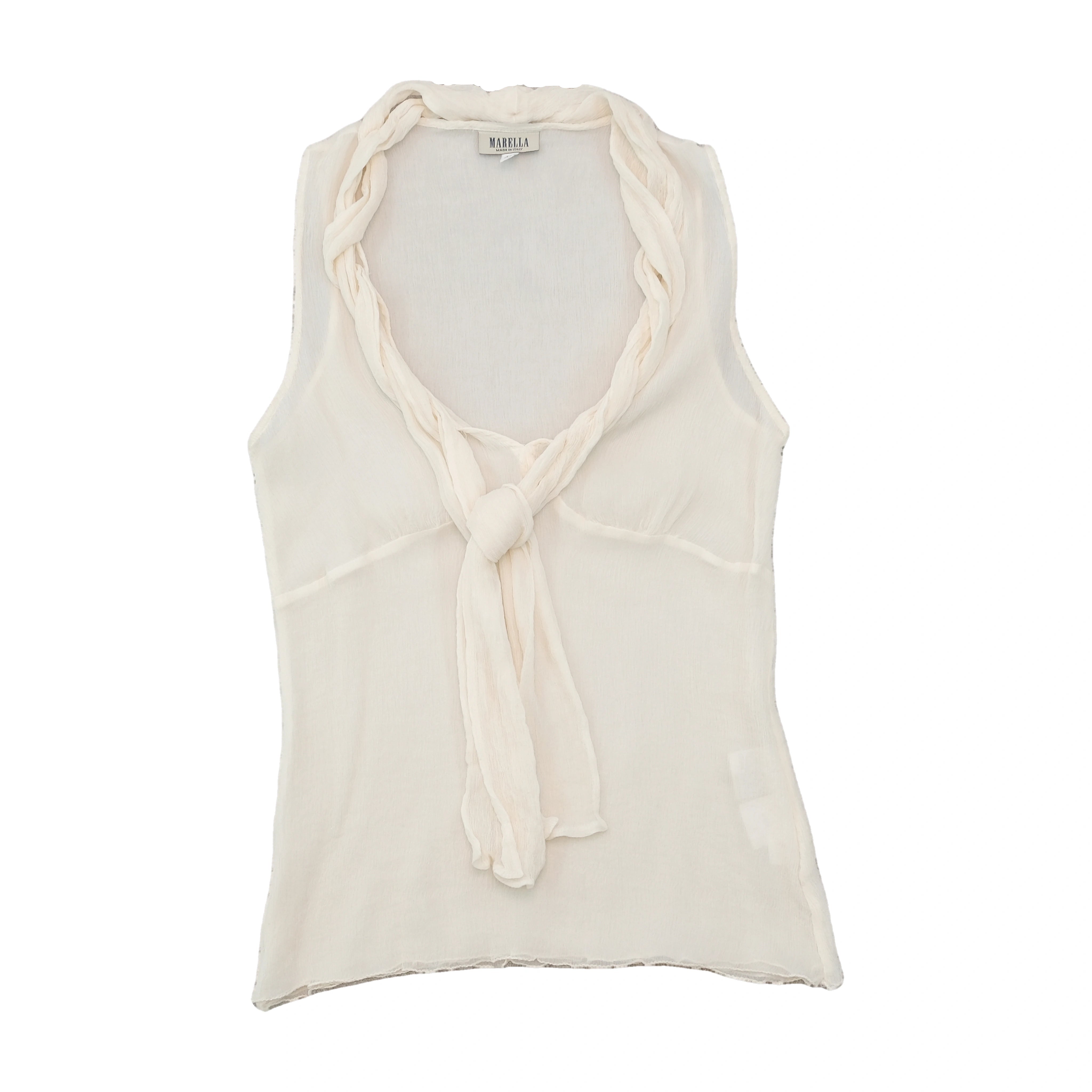 Marella Sleeveless Silk Tie Neck Blouse (Edit Image)