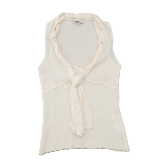 Marella Sleeveless Silk Tie Neck Blouse