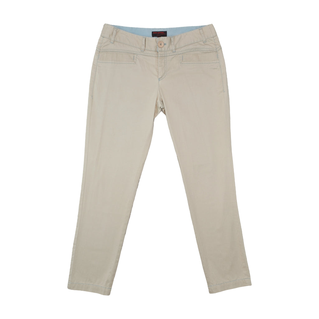Ana Sousa Blue-Trim Cotton Chino Jeans