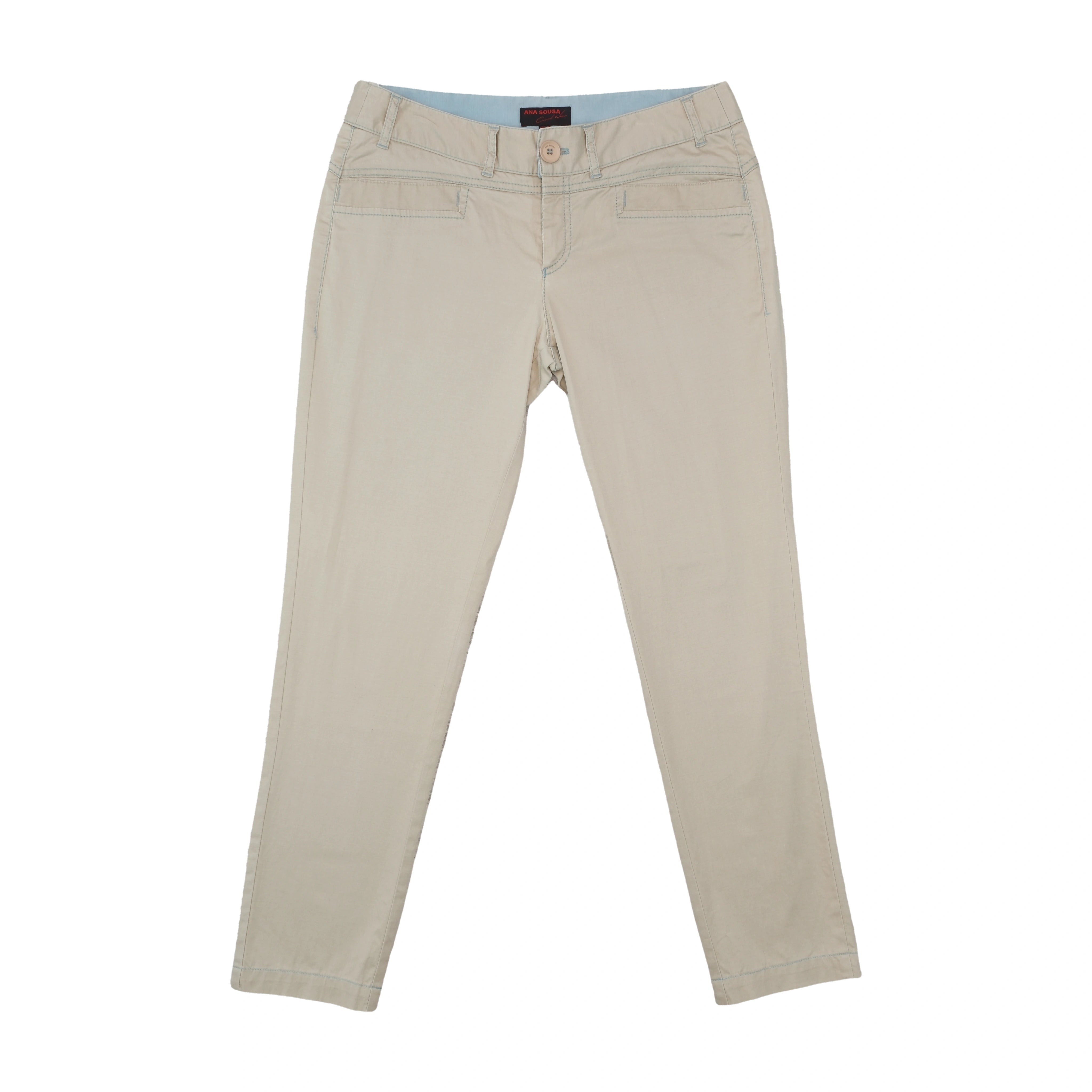 Ana Sousa Blue-Trim Cotton Chino Jeans