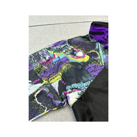 Vintage Abstract Print Purple Pullover Ski Jacket