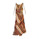 Made in Italy Patchwork Paisley Floral Tie Shoulder Handkerchief Hem Midi Dress