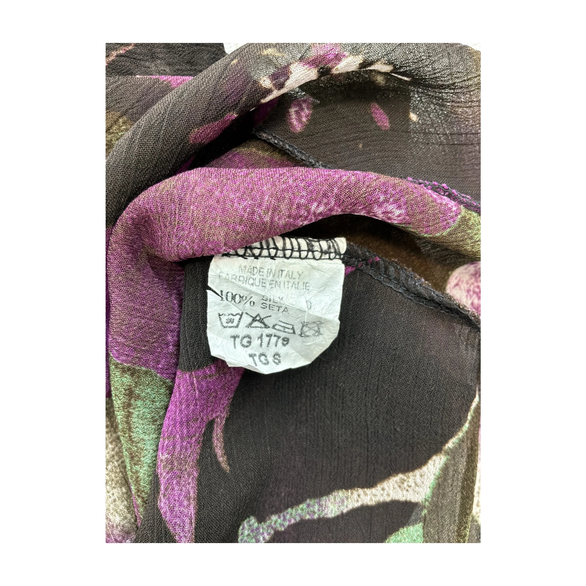 Purple & Green Floral Chiffon Babydoll Tank Top with Waist Tie